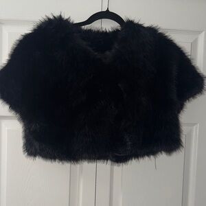 Tahari Black Faux Fur Jacket